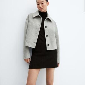 Mango Wool Button Blazer Gray Jacket